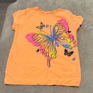 The Children's Place Orange Tee with Colorful Butterfly